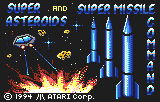 Super Asteroids, Missile Command Title Screen